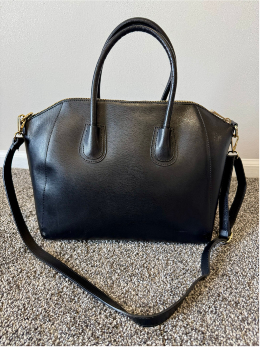 Women's Luana Ferracuti Black Leather Large Satchel Bag Made in Italy - Picture 2 of 16